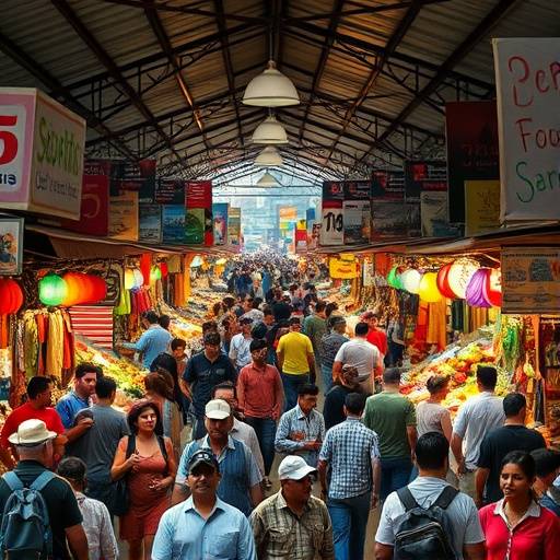 A bustling marketplace in South America