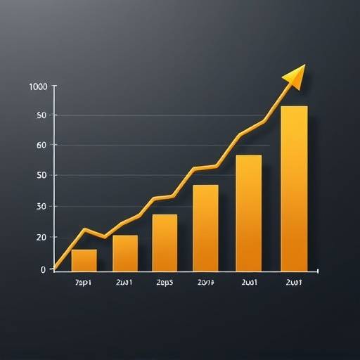 A chart showing upward trends in financial markets.