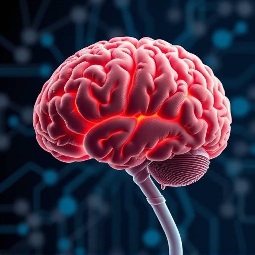 A close-up of a human brain with neural network connections illustrated.