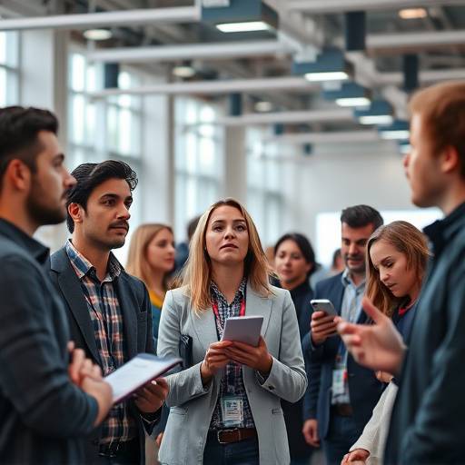 A diverse group of young professionals at a tech conference