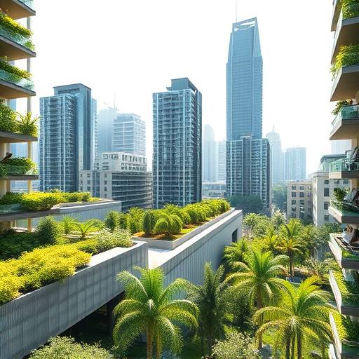 A modern cityscape with green spaces integrated, symbolizing urban planning and sustainability.