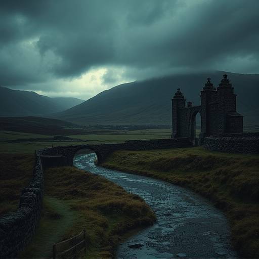 A still from a popular television drama series set in a historic Irish landscape.