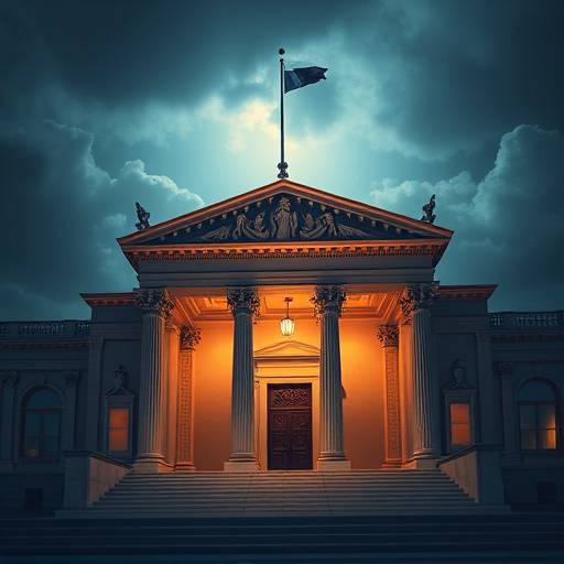 A stylized image of a courthouse with scales of justice, representing legal commentary.