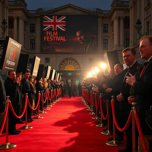 A vibrant scene from a recent Dublin film festival premiere, with actors and directors on the red carpet.