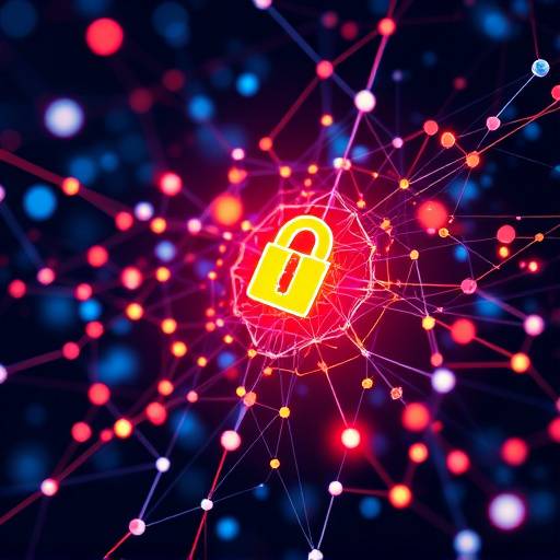 Abstract digital art representing secure blockchain transactions.