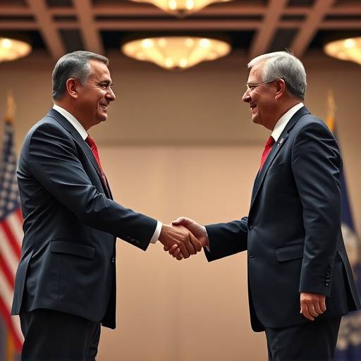 Diplomats shaking hands at an international summit