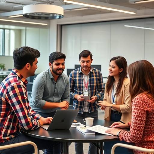 Diverse group of people working collaboratively on a project