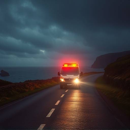 Emergency services responding to a major incident on a coastal road in County Clare.