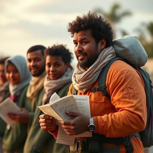 People working together on a humanitarian aid project